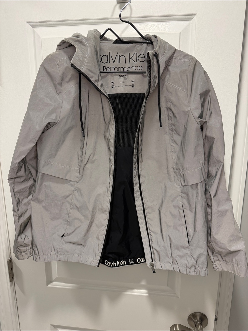 Calvin Klein Gray Hooded Windbreaker Jacket